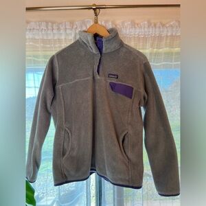 Patagonia Women's Fleece Snap-T Pullover Grey and Purple